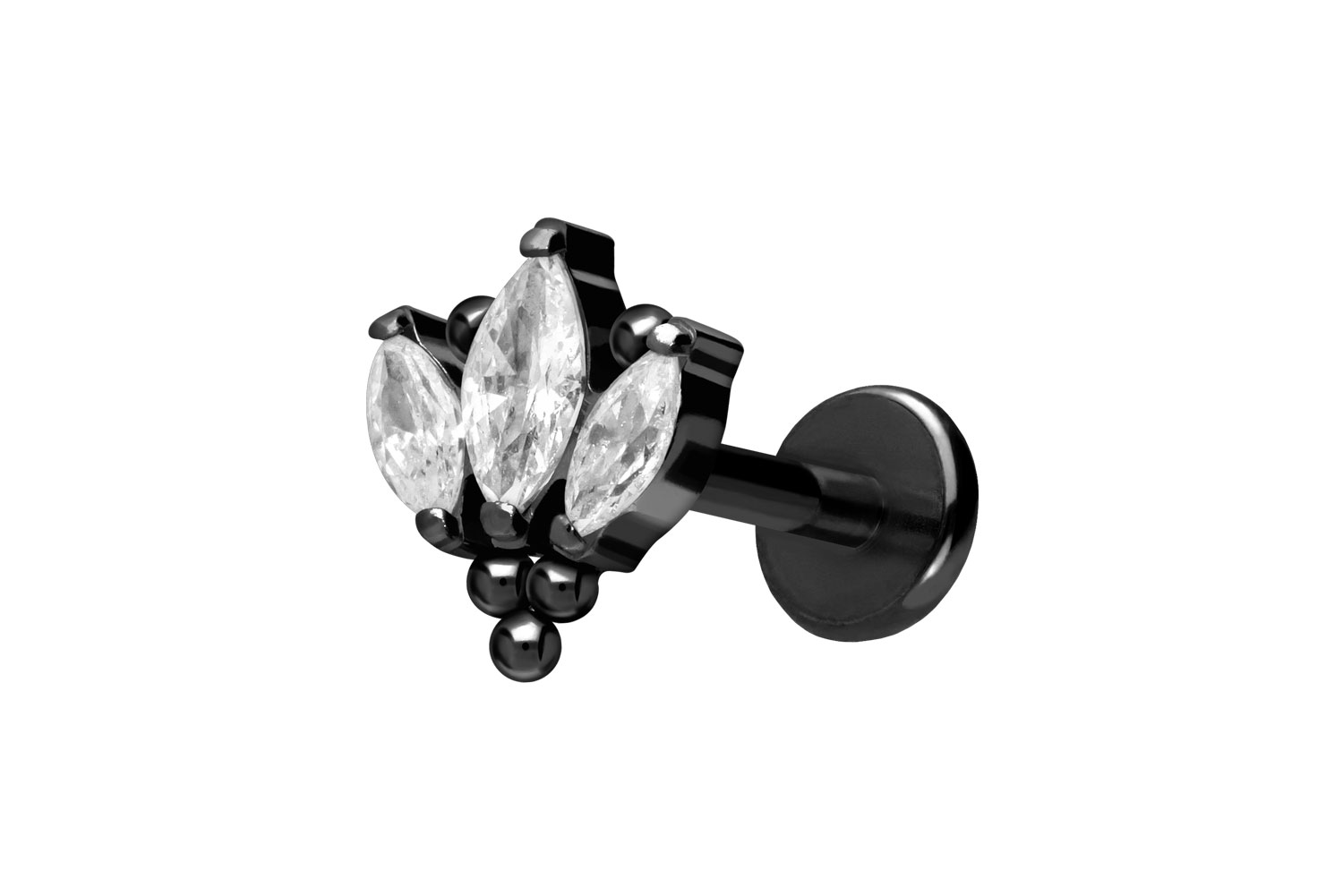 Titan Labret Piercing mit Push Fit LOTUSBLÜTE + KUGELN